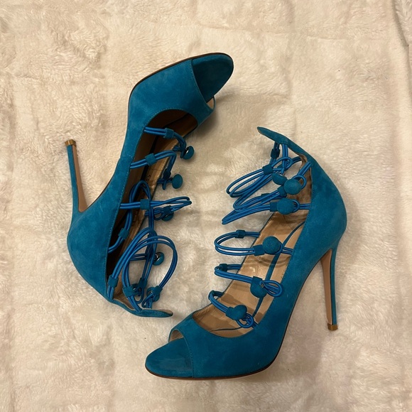 Gianvito Rossi Blue Suede High Heel - Picture 1 of 7